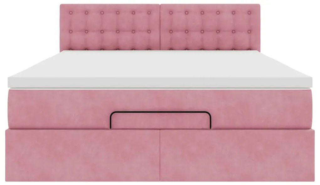 vidaXL Οθωμανικό κρεβάτι με στρώμα ροζ 140x200cm Βελούδο