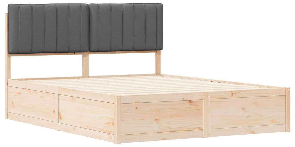 vidaXL Σκελετός Κρεβατιού με Επενδεδυμένο Κεφαλάρι Σκούρο Γκρι