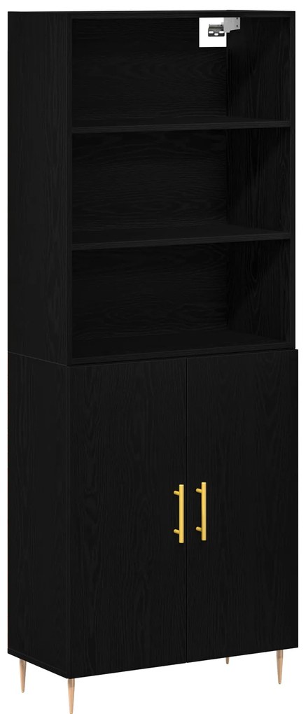 vidaXL Highboard Μαύρης Βελανιδιάς 69.5x34x180 εκ. Μοριοσανίδα