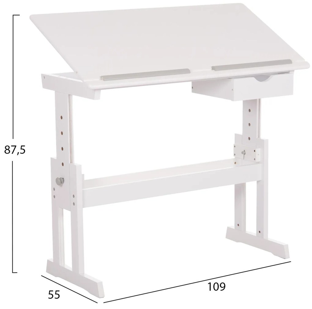 Γραφείο - Σχεδιαστήριο Παιδικό ASCENT Mdf Λευκό 109x55x87,5Υ εκ. 109x55x87.5 εκ.