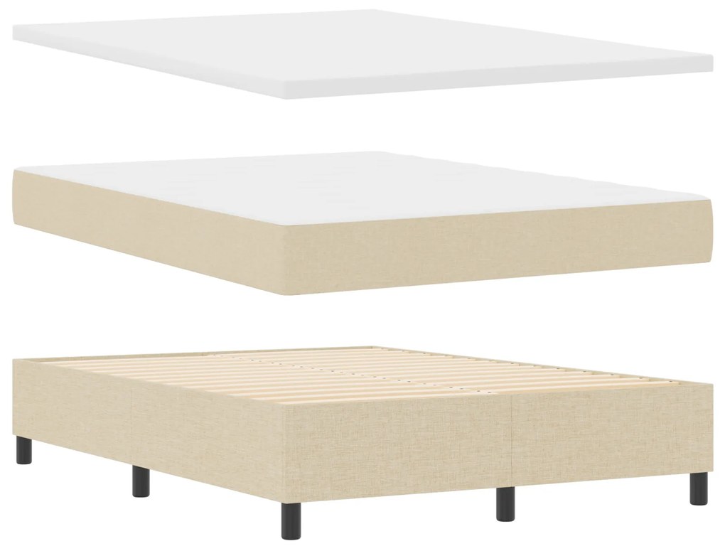 vidaXL Κρεβάτι με βάση με Στρώμα & Πάγκο Κρέμα 140x200 cm Ύφασμα