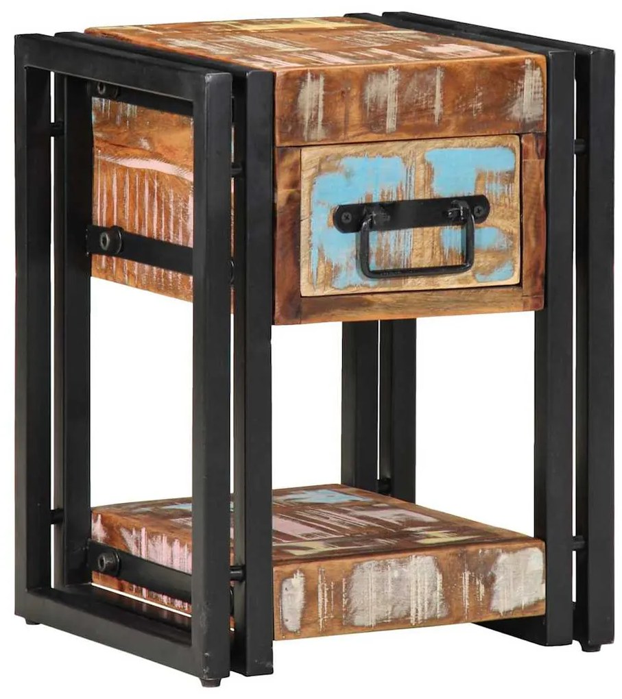 vidaXL Κομοδίνο Πολύχρωμο 30 x 30 x 40 cm Μασίφ ανακυκλωμένο ξύλο