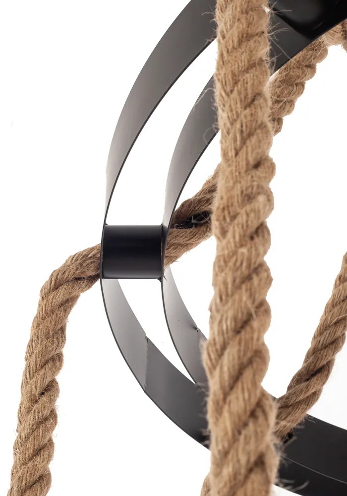 Artekko Hemp Rope Φωτιστικό Οροφής 8φωτο (Ε27) με Μαύρο Μέταλλο/Σχοινί (65x65x15)cm