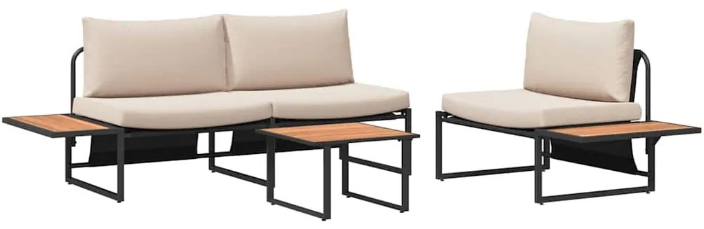 vidaXL Σέτ φαγητού για κήπο 3 pcs Taupe Ατσάλι