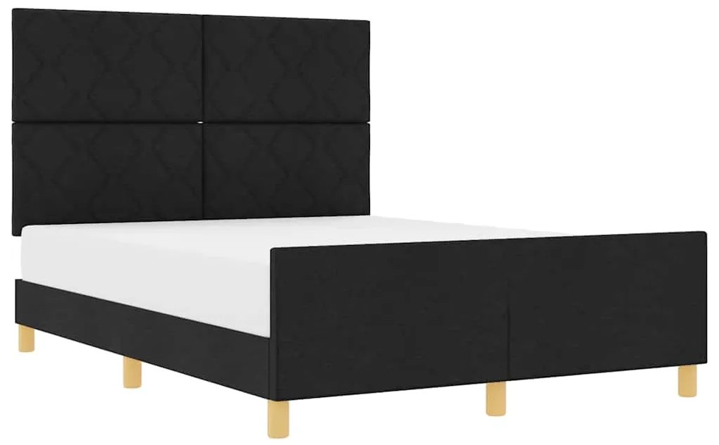 vidaXL Σκελετός Κρεβατιού με κεφαλάρι Μαύρο 140 x 200 cm ύφασμα