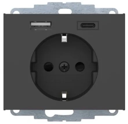 Πρίζα Σούκο με 2xUSB A+C Ανθρακί Berker K.1 48047009 Hager-48047006-Ανθρακί 48047006