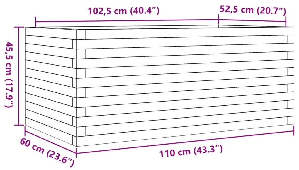 Ζαρντινιέρα Καφέ Κεριού 110x60x45,5 εκ. από Μασίφ Ξύλο Πεύκου - Καφέ