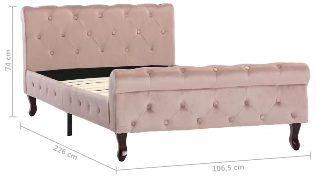vidaXL Πλαίσιο Κρεβατιού Ροζ 100 x 200 εκ. Βελούδινο
