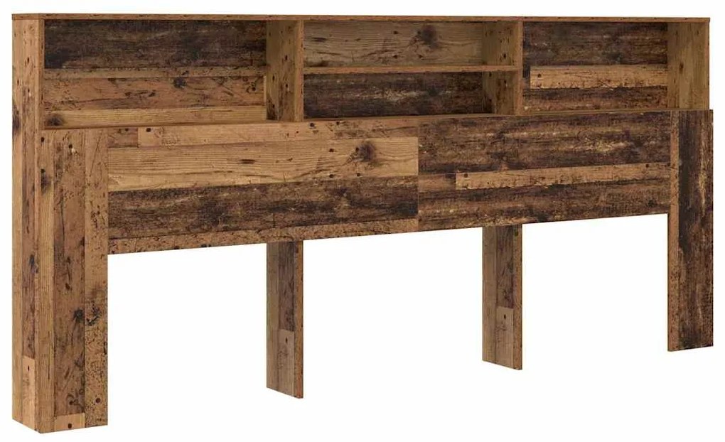 vidaXL Κρεβάτι με Κεφαλάρι με ράφι Παλιό ξύλο 220 x 19 x 101,5 εκ