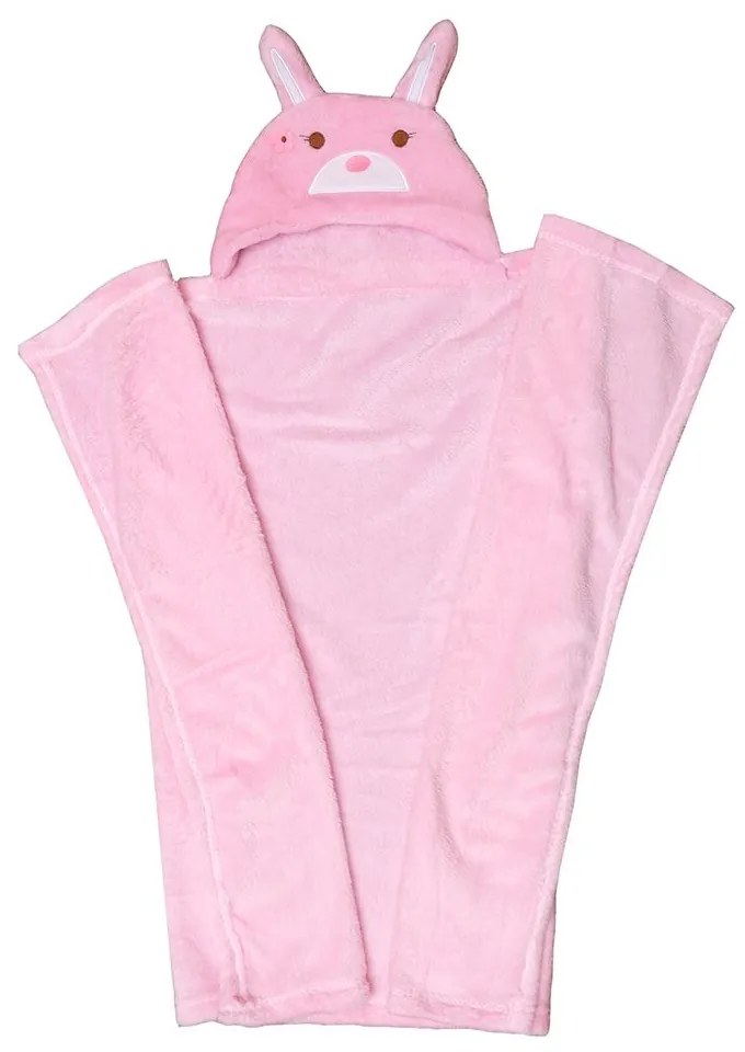 Κουβέρτα Βρεφική Fleece Με Κουκούλα 88 Pink Viopros Cuddle Πολυέστερ