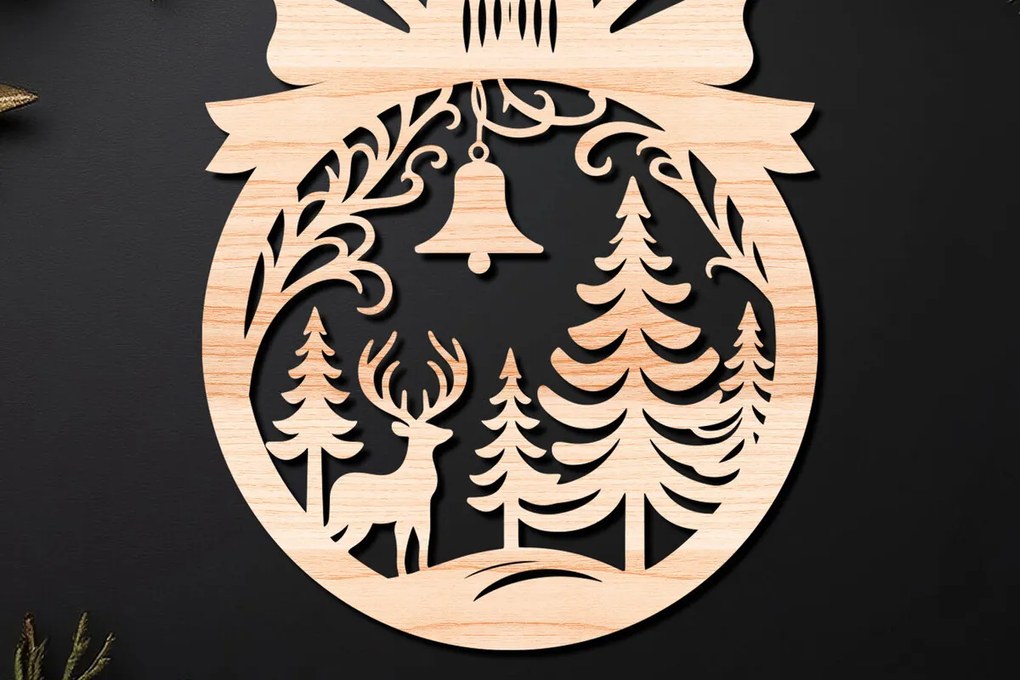 Σετ των 3 Intra απο ξύλο plywood 3mm-4mm πάχος Χριστουγεννιάτικο Στολίδι Δίασταση 8x8 cm INTRAFABR-110144991