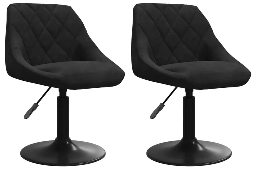 vidaXL Καρέκλες Τραπεζαρίας Περιστρεφόμενες 2 τεμ. Μαύρες Βελούδινες
