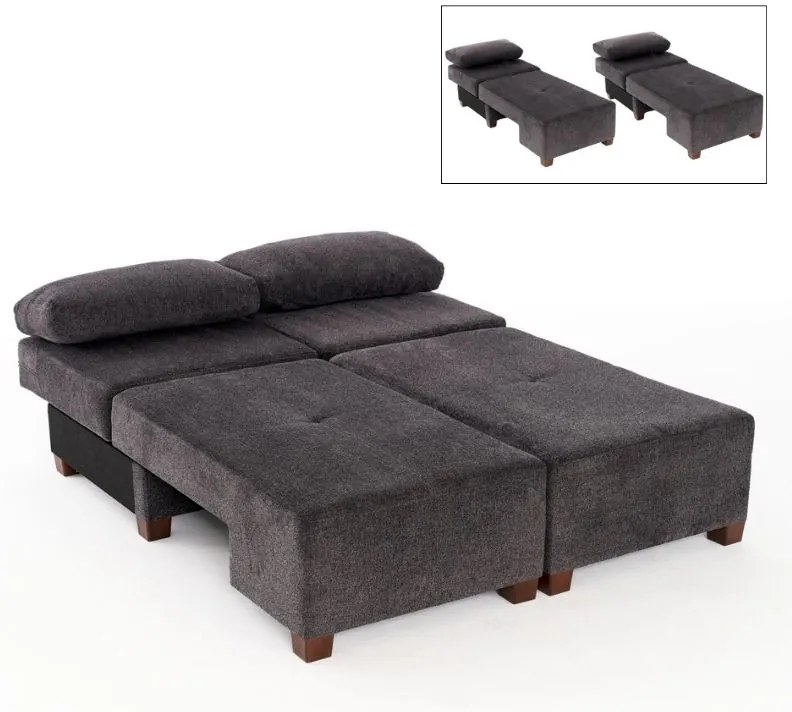 Καναπές - κρεβάτι πολυμορφικός Perenna Megapap τριθέσιος υφασμάτινος χρώμα ανθρακί 233x93x83εκ.