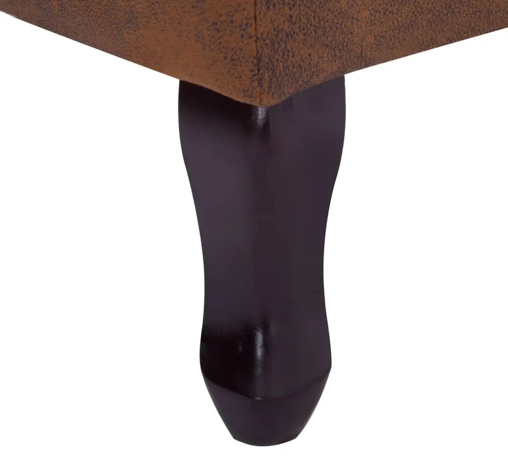 vidaXL Πολυθρόνα Chesterfield με Υποπόδιο Καφέ από Συνθετικό Καστόρι