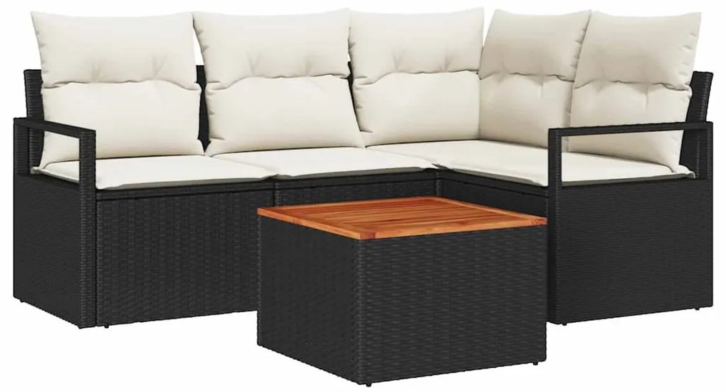 vidaXL Σετ Καναπέ Κήπου με μαξιλάρι 5 pcs Μαύρο Πολυ ράταν
