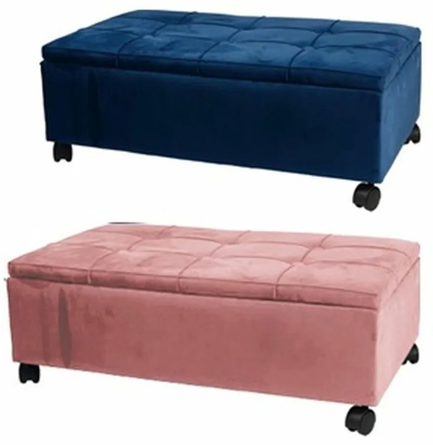 Σκαμπό DKD Home Decor   Ροζ πολυεστέρας Βελούδο Ναυτικό Μπλε Λεύκες (70 x 39,5 x 24,5 cm) (x2)