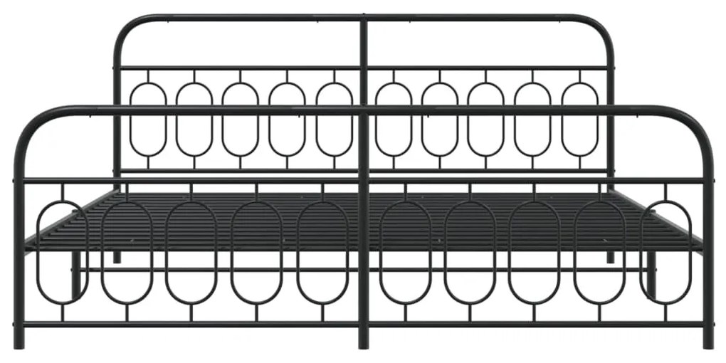 Πλαίσιο Κρεβατιού με Κεφαλάρι&amp;Ποδαρικό Μαύρο 200x200εκ. Μέταλλο - Μαύρο
