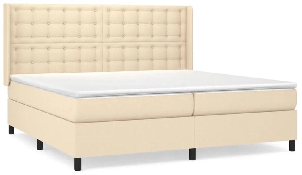 vidaXL Κρεβάτι Boxspring με Στρώμα Κρεμ 200x200 εκ. Υφασμάτινο