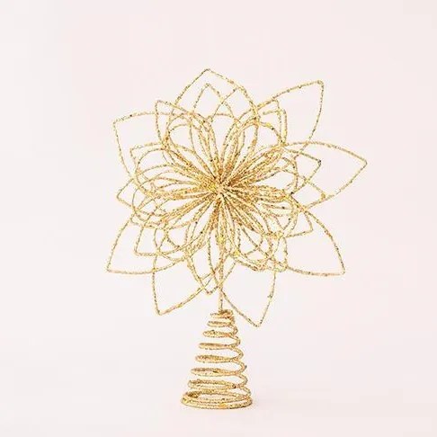 Eurolamp Κορυφή Δέντρου Λουλούδι Με Σύρμα 30x24cm Χρυσαφί 600-44923