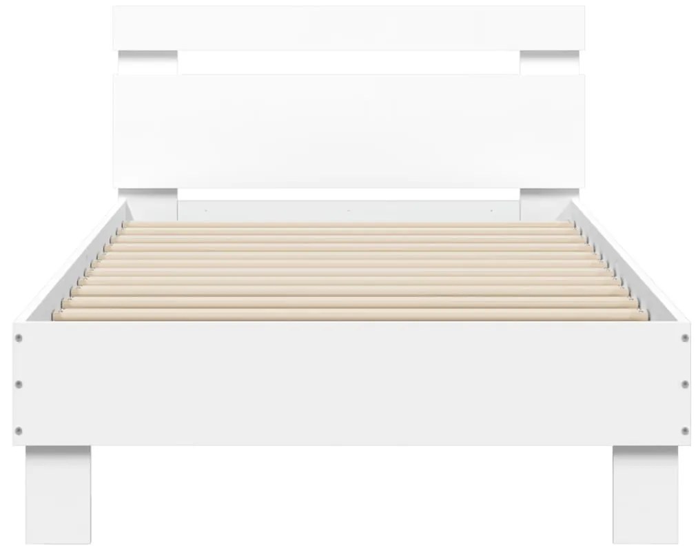 vidaXL Πλαίσιο Κρεβατιού με Κεφαλάρι Λευκό 90x200 εκ. Επεξεργ. Ξύλο