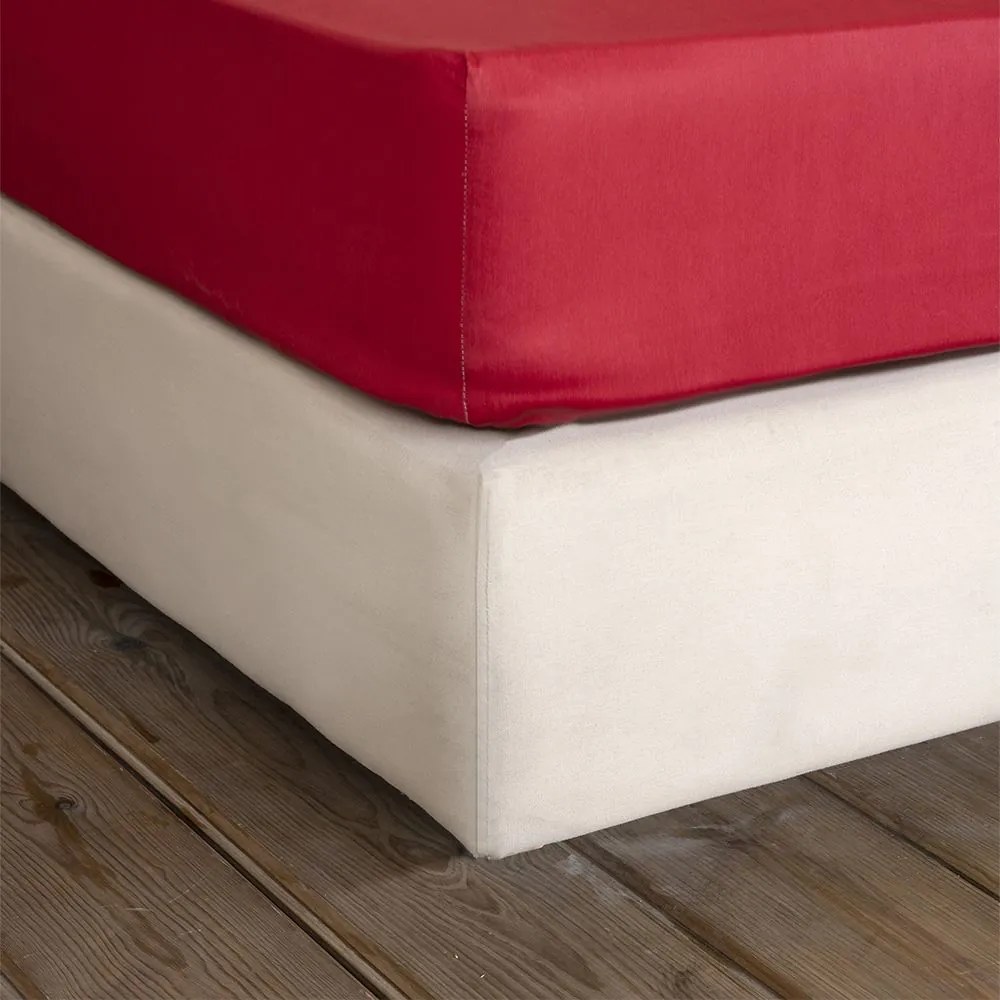 Σεντόνι Superior Satin Με Λάστιχο Red Nima Μονό 100x234cm 100% Cotton Satin