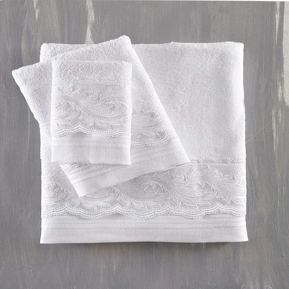 Πετσέτες Σετ 3τμχ Anika White Ρυθμός Σετ Πετσέτες 80x150cm 100% Cotton