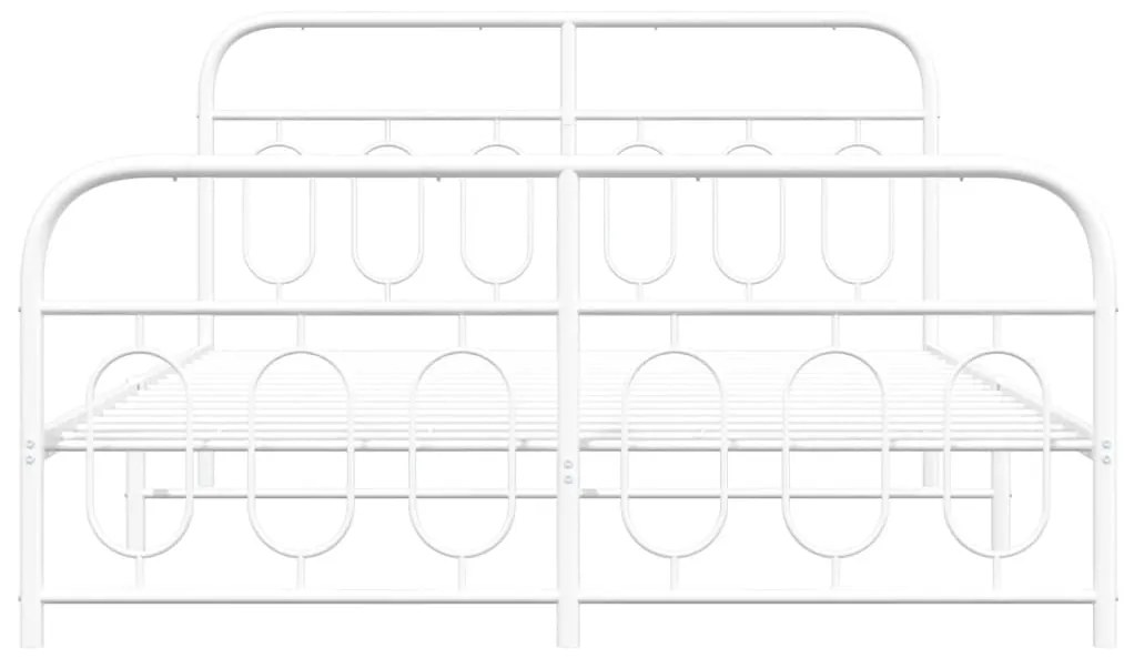 vidaXL Πλαίσιο Κρεβατιού με Κεφαλάρι&Ποδαρικό Λευκό 140x190εκ. Μέταλλο