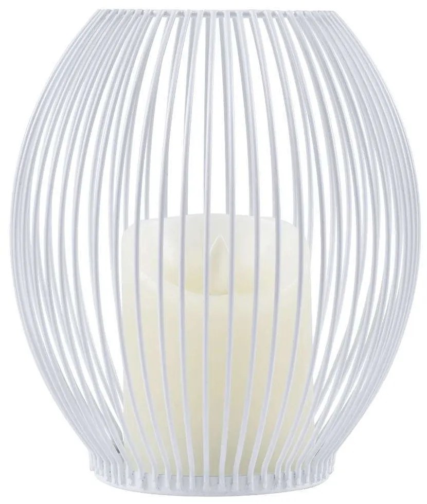 Φανάρι Με Διακοσμητικό Κερί Candle Led 76491 Φ16x18cm Με Μπαταρία &amp; Χειριστήριο Dimmable 2700K White Aluminium