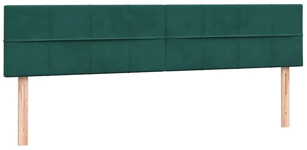 Box Spring Κρεβάτι με στρώμα Σκούρο πράσινο 200x220cm Βελούδινο - Πράσινο