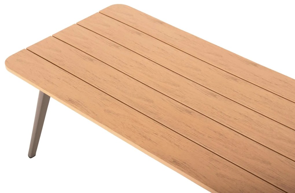 Σετ Κήπου Καναπές Γωνία MAERLY Σαμπανί Αλουμινίου με Μπέζ Σχοινί &amp; Τραπέζι Polywood