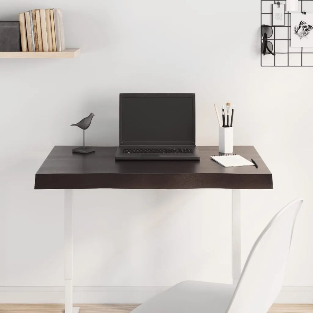 vidaXL Επιφ Τραπεζιού Αν Καφέ 80x40x(2-6)εκ. Ακατέργ. Μασίφ Ξύλο Δρυός