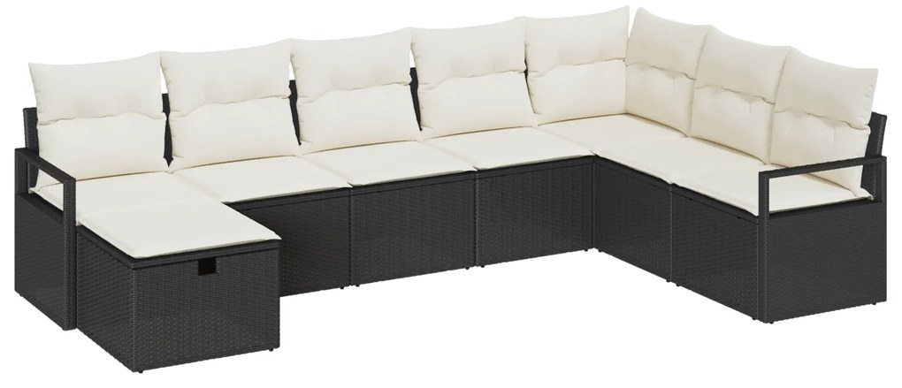 vidaXL Σετ Καναπέ Κήπου 8 pcs Μαύρο 287 x 177 x 69 εκ. Πολυ ράταν