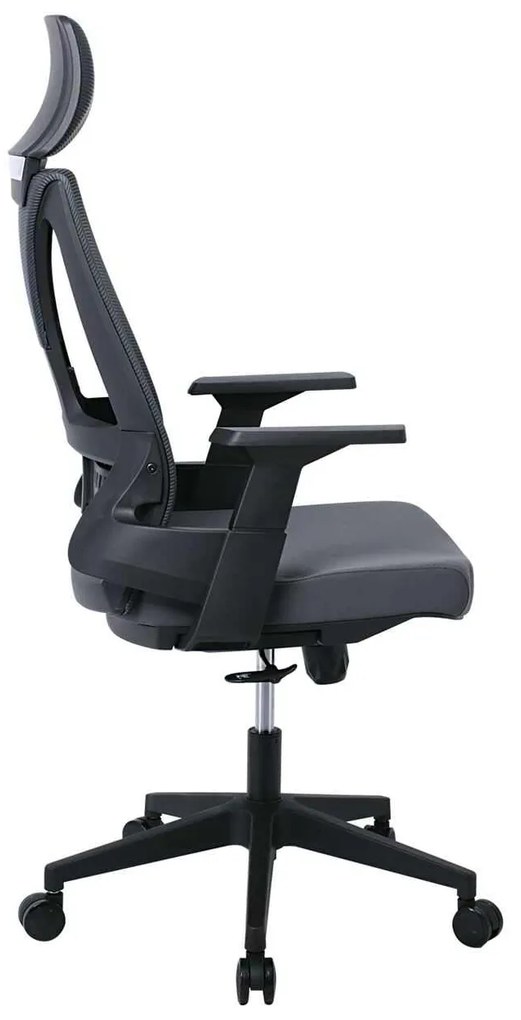 BF8750 Πολυθρόνα Γραφείου Διευθυντή, Mesh Γκρι, Ύφασμα Γκρι 65x64x117/127cm