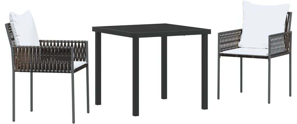 vidaXL Σετ κήπου  3 τμχ με καφέ μαξιλάρια από πολυ rattan.