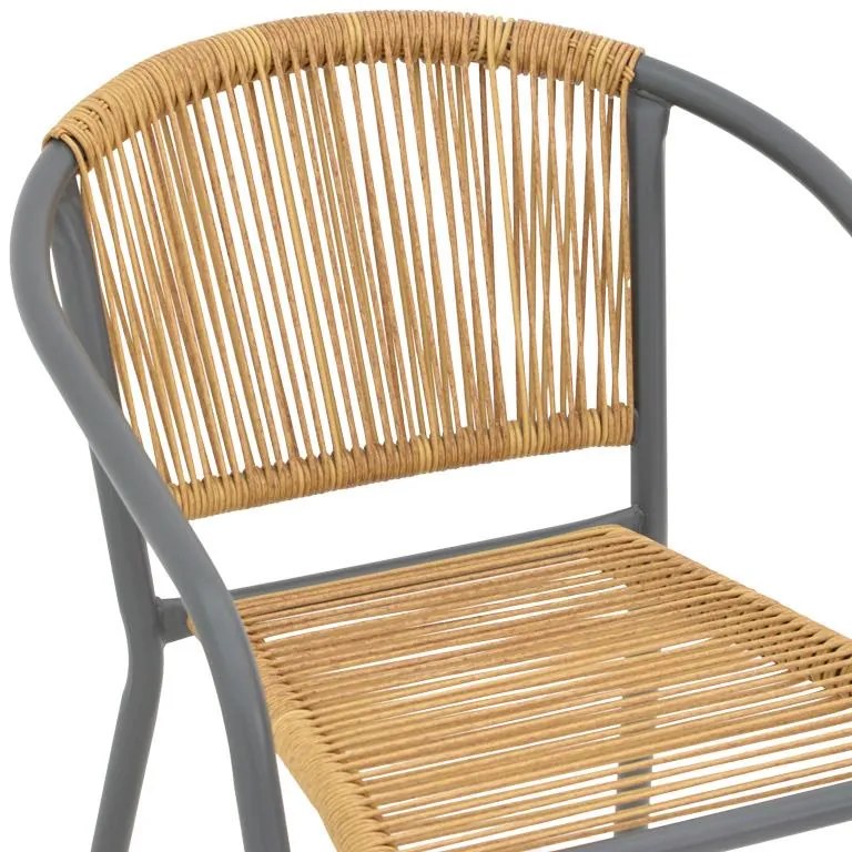 Καρέκλα - Καρέκλα Lindaria στοιβαζόμενη μέταλλο σε ανθρακί και pe rattan Φυσικό 54x63x74 εκ. 54x63x74 εκ.
