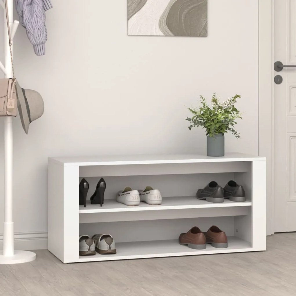 vidaXL Παπουτσοθήκη Λευκή 100 x 35 x 45 εκ. από Επεξεργασμένο Ξύλο