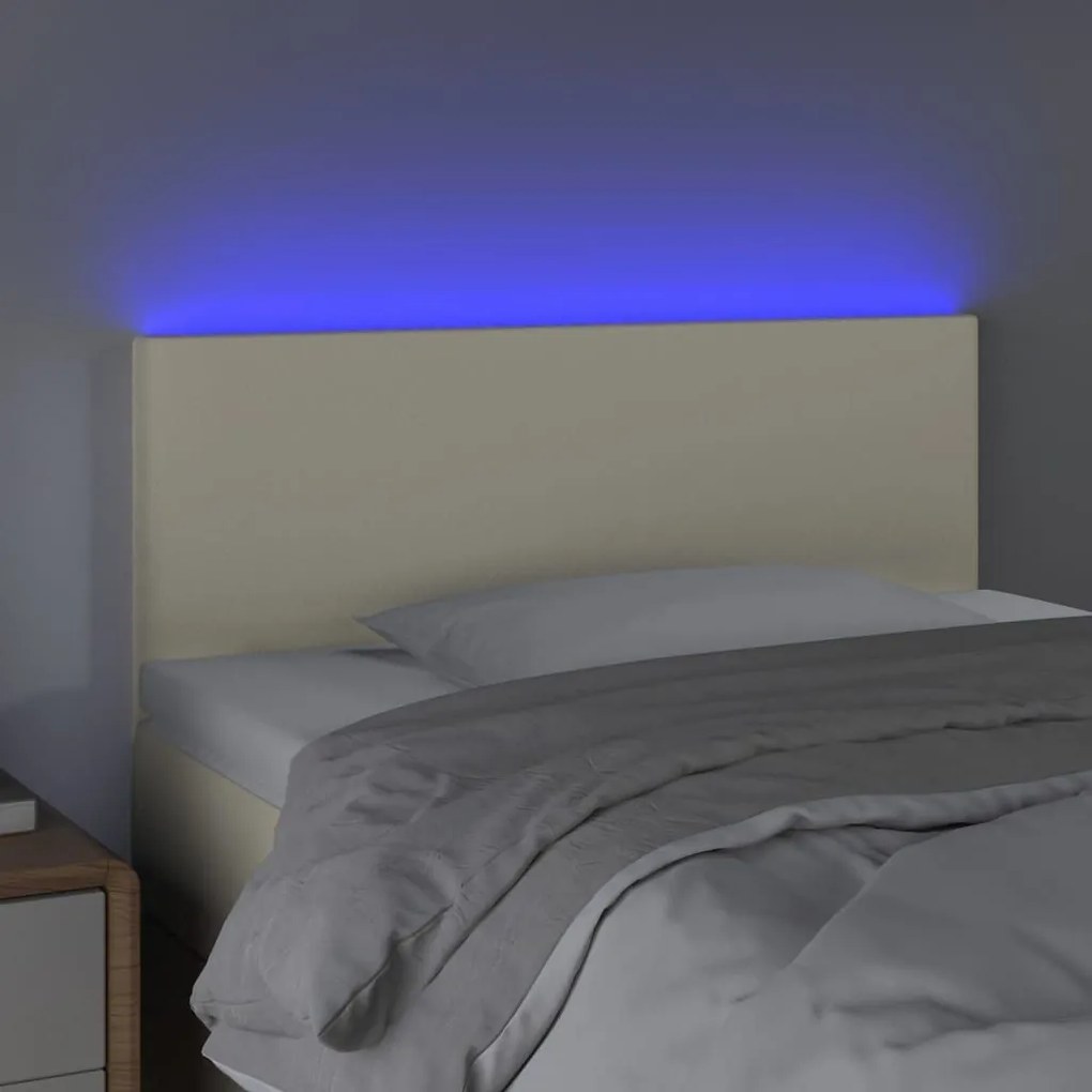 Κεφαλάρι Κρεβατιού LED Κρεμ 100x5x78/88 εκ. από Συνθετικό Δέρμα - Κρεμ