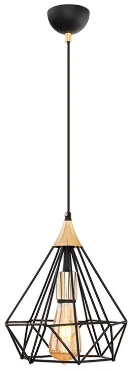 Φωτιστικό οροφής Hideki Megapap E27 μεταλλικό μονόφωτο χρώμα μαύρο 22x22x80εκ.