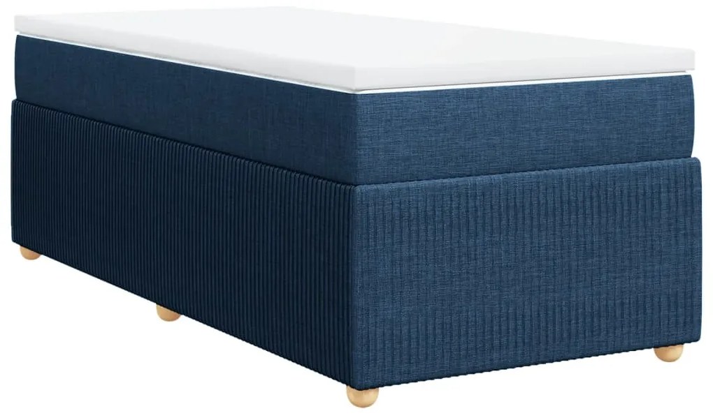 Κρεβάτι Boxspring με Στρώμα Μπλε 100 x 200 εκ. Υφασμάτινο - Μπλε