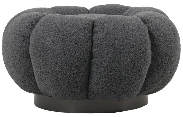 Σκαμπό Nester μπουκλέ ύφασμα σε γκρι απόχρωση Φ60x31εκ 60x60x31 εκ.