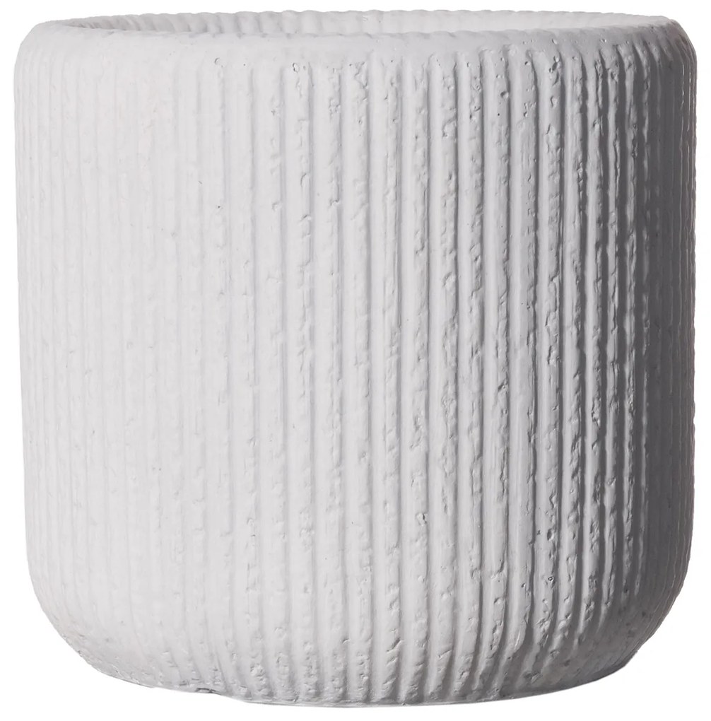 Supergreens Γλάστρα Πήλινη Στρογγυλή Stripe Λευκή L 42x42x40 εκ. - C-0270-8