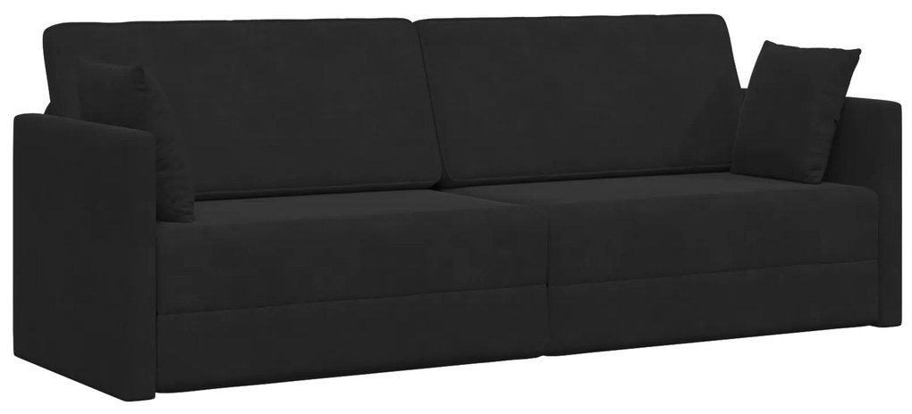 vidaXL Κρεβάτι Καναπές 2 σε 1 Μαύρος 213x144x60 εκ Βελούδο