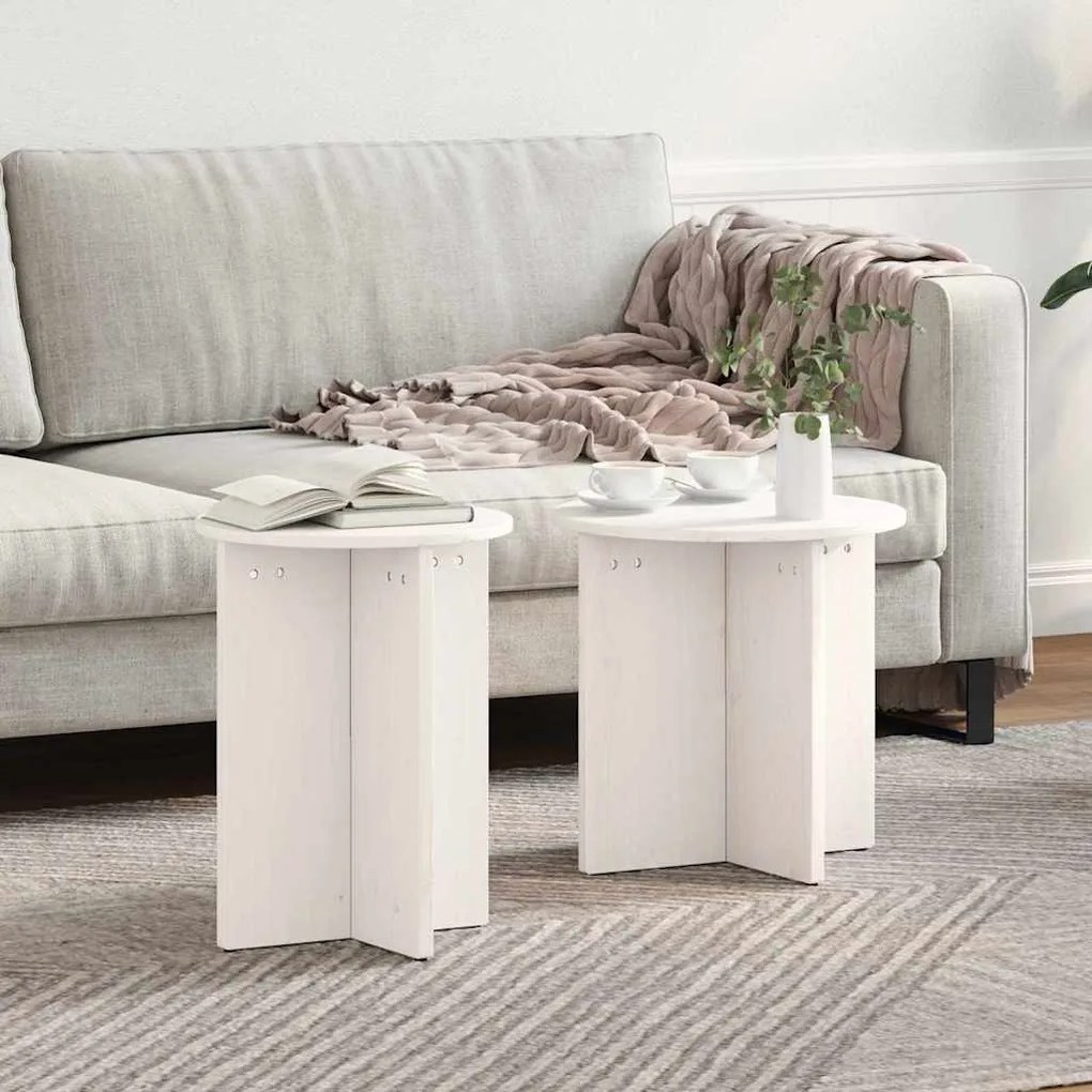 vidaXL Σετ Τραπεζιού Για Καφέ 2 pcs Λευκό 41.5 x 41.5 x 41 εκ.
