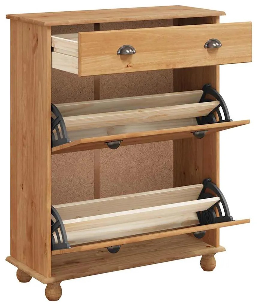 vidaXL Ντουλάπα Παπουτσιών Καφέ 85 x 35 x 108 εκ Μασίφ ξύλο πεύκου
