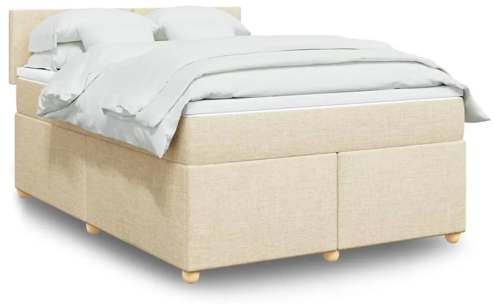 Κρεβάτι Boxspring με Στρώμα Κρεμ 140x190 εκ. Υφασμάτινο