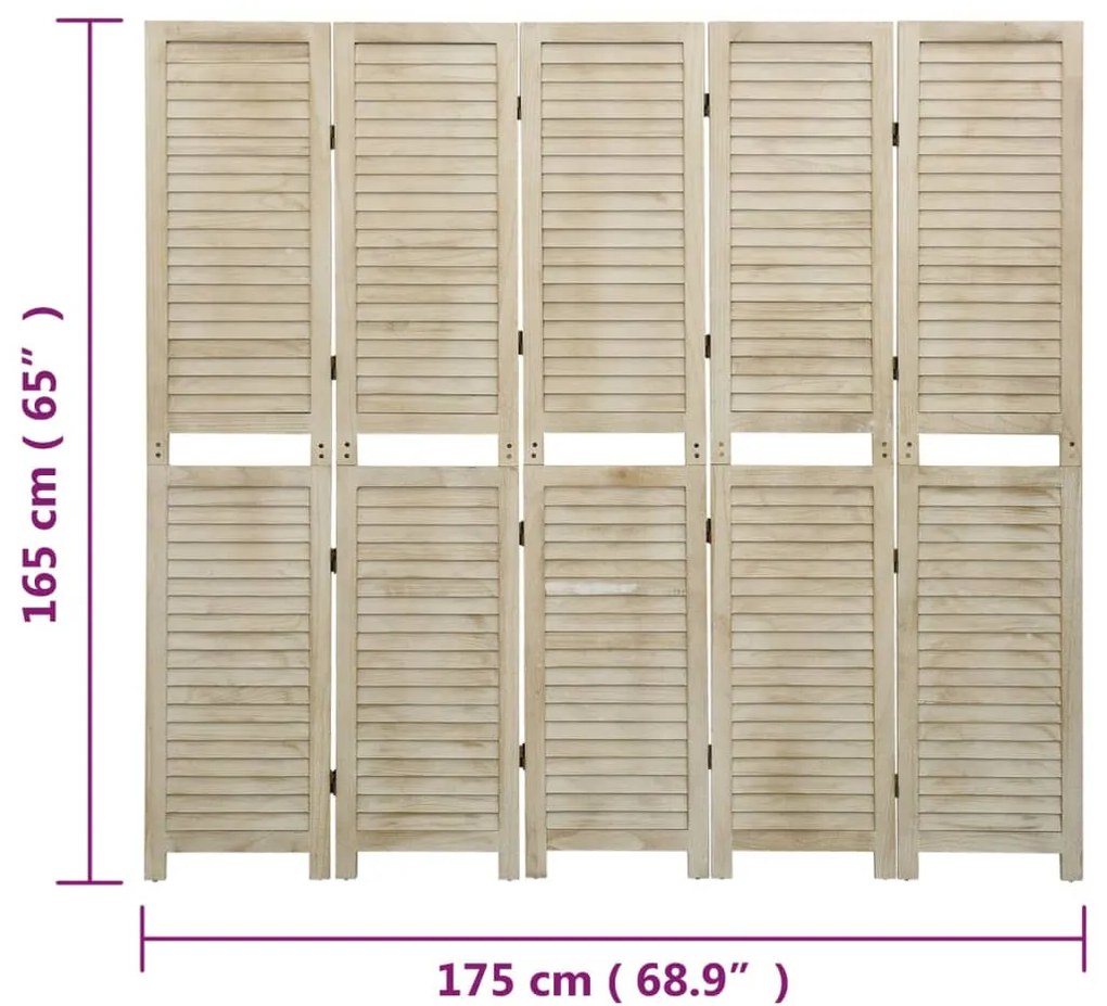 vidaXL Διαχωριστικό Χώρου με 5 Πάνελ 175x165 εκ. Μασίφ Ξύλο Παυλώνιας