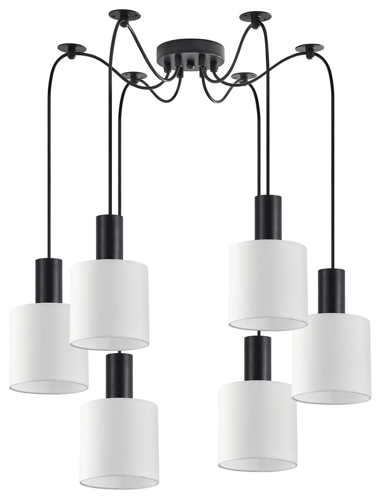 Φωτιστικό Οροφής  SE21-BL-4-BL6-SH1 ADEPT TUBE Black Pendant White Fabric Shade+ - 77-8506 - 51W - 100W - 77-8506