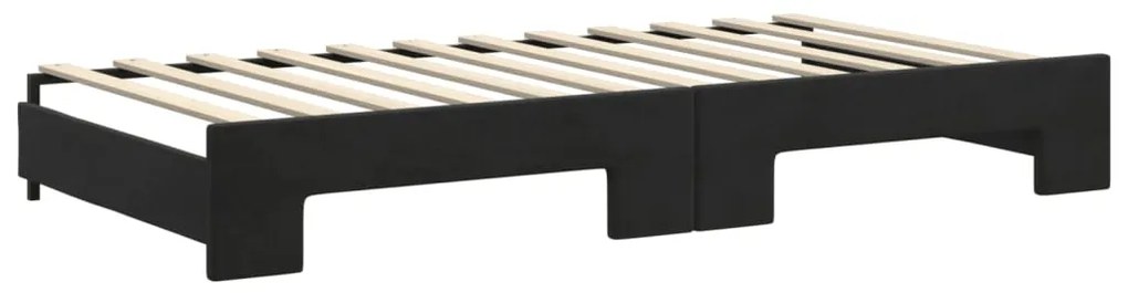 vidaXL Καναπές Κρεβάτι Συρόμενος Μαύρο 100x200εκ. Βελούδινος Στρώματα