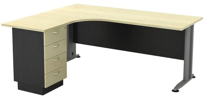 WOODWELL ΕΟ995LSUPERIOR COMPACT Αριστερή Γωνία - Απόχρωση Dark Grey - Beech 180x70x75 / 150x60x75cm ΕΟ995L