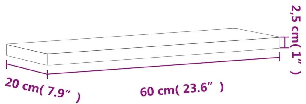 vidaXL Ράφι Τοίχου 60x20x2,5 εκ. από Μασίφ Ξύλο Οξιάς